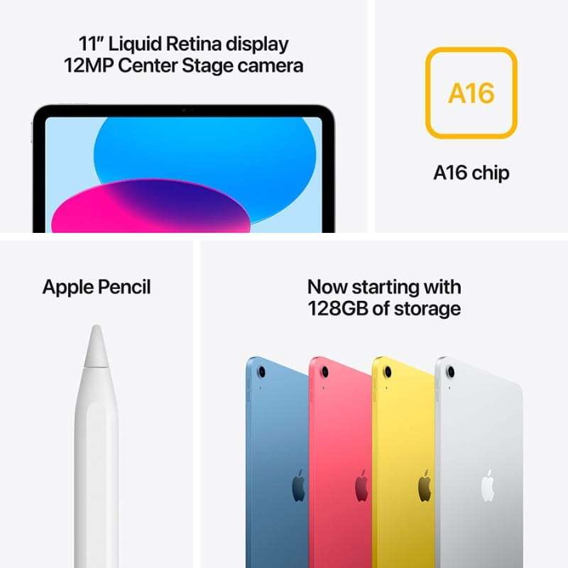 Apple iPad 2025 11" 128GB WiFi iPadOS 18 plata/azul/rosa y amarillo