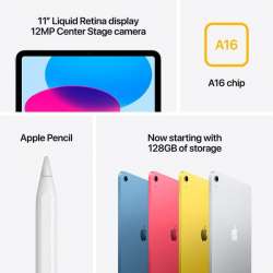 Apple iPad 2025 11" 256GB WiFi iPadOS 18 Plata/Amarillo/Azul y Rosa