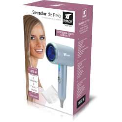 Secador de pelo, tecnología iónica, 1800W, mango plegable ideal para viajes