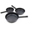 Juego de 3 sartenes boca de doble vertido, inducción completa, Ø20, Ø24 Y Ø28. THULOS TH-FPS348 VISEU