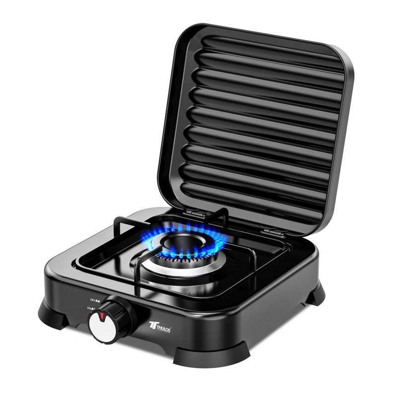 Cocina de gas portátil, 1 quemador, compacta, ligera y fácil de usar