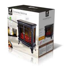 Chimenea eléctrica con efecto llama y leña decorativa 2000W