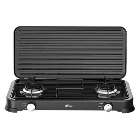 Cocina de gas portátil, 2 quemadores, ligera, compacta