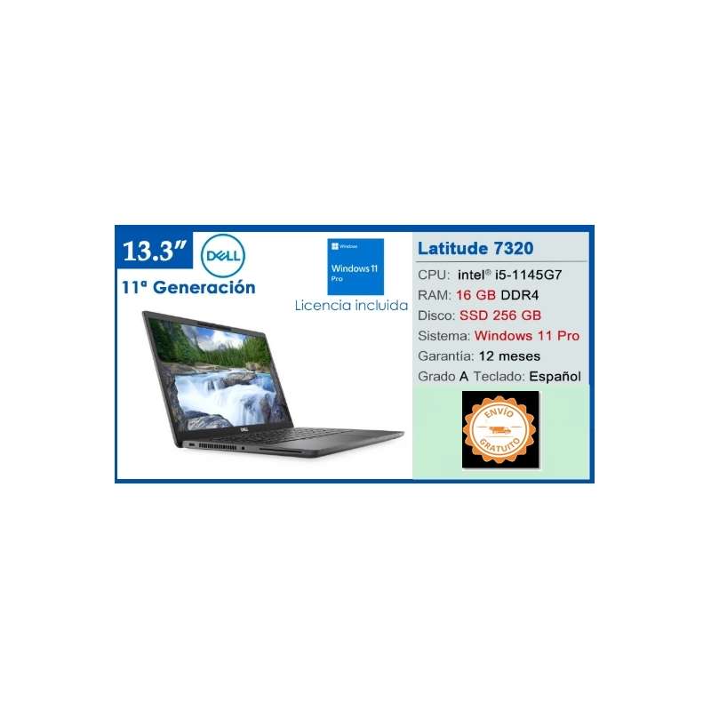 Portatil Reacondicionado Dell Latitude 7320 i5-1145G7 16gb 256gb Ssd 13.3" Fhd Teclado Español w11 Pro