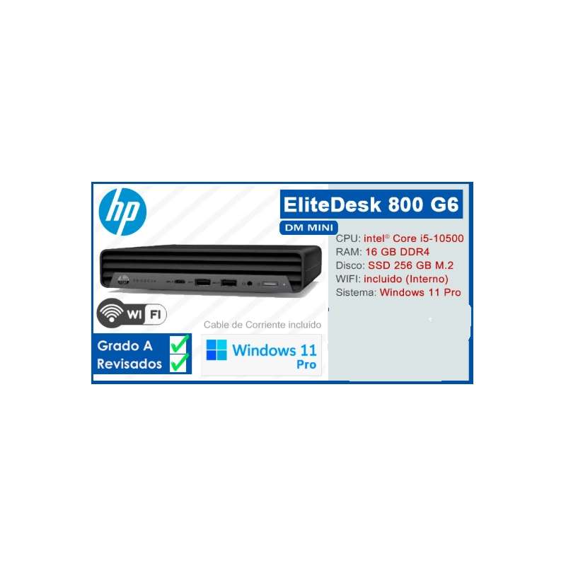 Mini Pc Reacondicionado Hp EliteDesk 800 g6 Dm i5-10500t 16Gb M.2 256gb Nvme Wifi w11pro