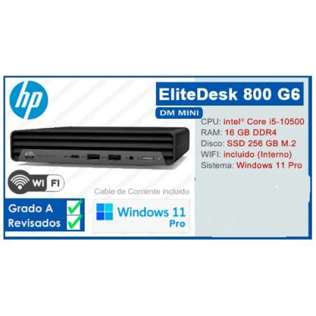 Mini Pc Reacondicionado Hp EliteDesk 800 g6 Dm i5-10500t 16Gb M.2 256gb Nvme Wifi w11pro