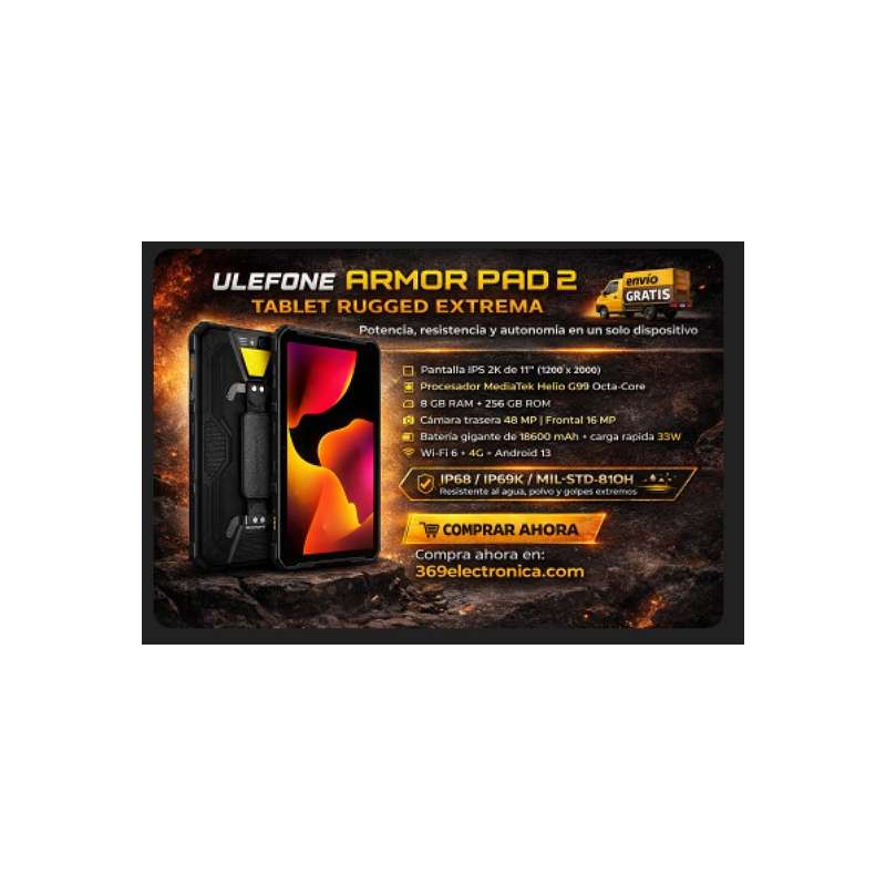 Tablet Rugged Ulefone Armor Pad 2 4G 8GB/256GB Negro