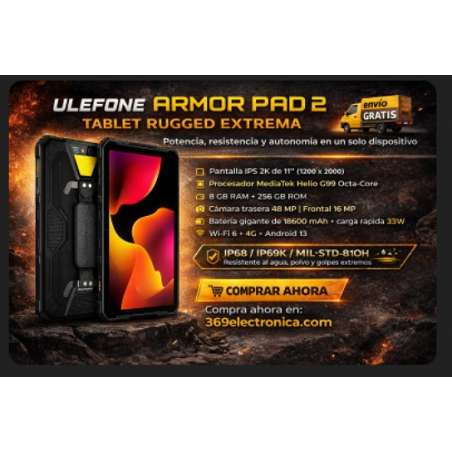 Tablet Rugged Ulefone Armor Pad 2 4G 8GB/256GB Negro