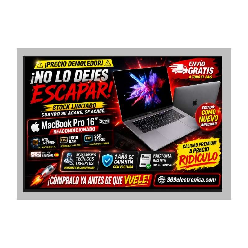 Portatil Reacondicionado Apple Macbook Pro 16" a2141 (2019) i7-9750h 500gb Ssd 16gb Ram Teclado Español