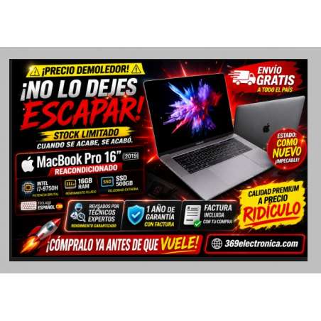Portatil Reacondicionado Apple Macbook Pro 16" a2141 (2019) i7-9750h 500gb Ssd 16gb Ram Teclado Español