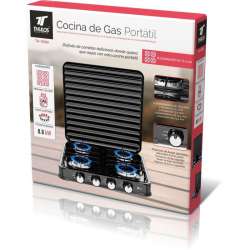 Cocina de gas portátil, 4 quemadores, compacta y ligera