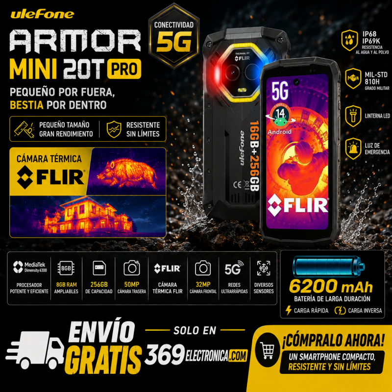 Ulefone Armor Mini 20T Pro 5G 16GB/256GB Negro