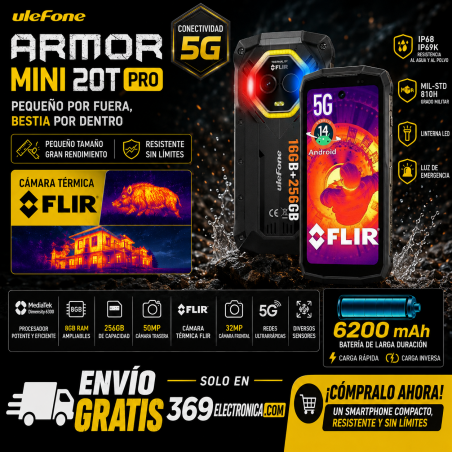 Ulefone Armor Mini 20T Pro 5G 16GB/256GB Negro